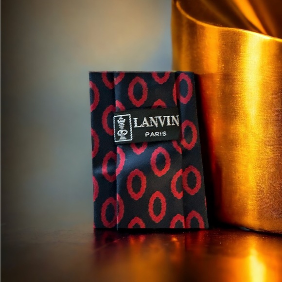 Vintage Lanvin Paris navy blue and red statement tie - Picture 3 of 5